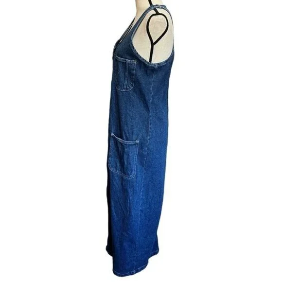 Kalifornia Womens Denim Sleeveless Maxi Dress Blue Casual Relaxed Fit Style - Picture 3 of 8